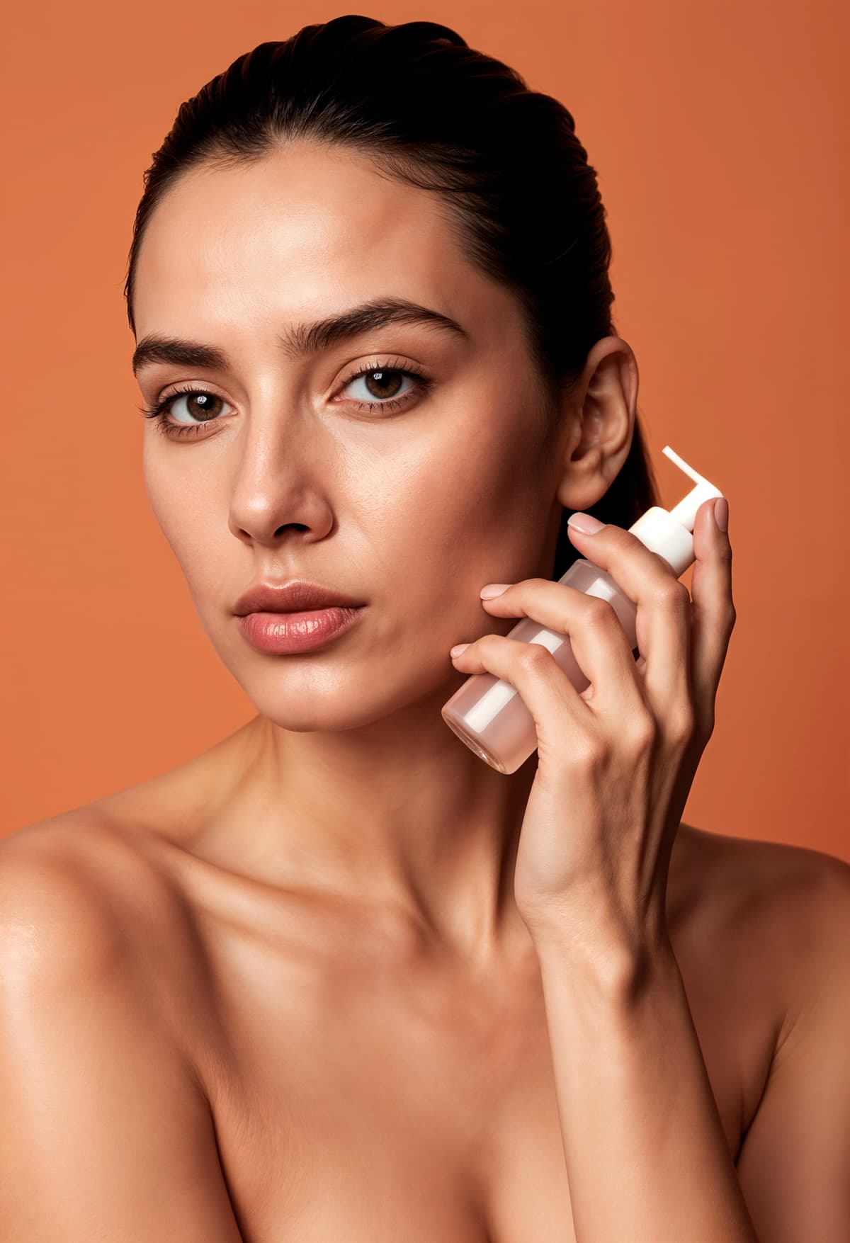 Mulher aplicando produto de skincare